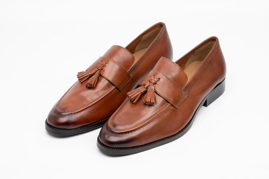 Soft Unlined Tassel Loafers - Tan Patina