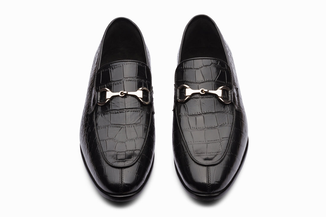 Crocodile Horsebit Loafers - Black – Dapper Shoes Co.