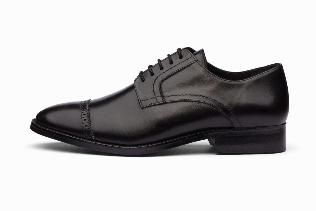 Cap Toe Brogue Derby - Black