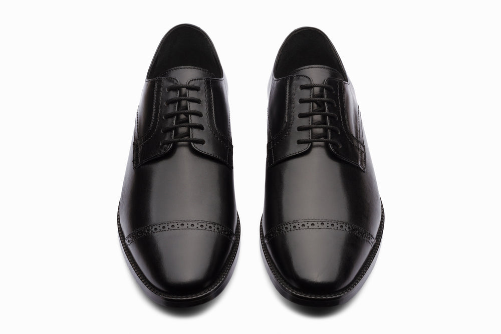 Cap Toe Brogue Derby - Black