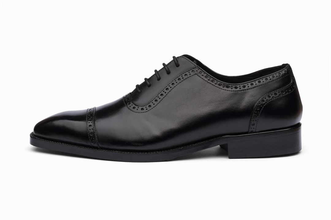 Black Adelaide Oxford — lifestyle worn on feet — Dapper Shoes Co.