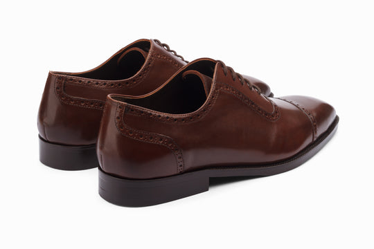 Brown Adelaide Oxford — top-down view — handcrafted in Delhi