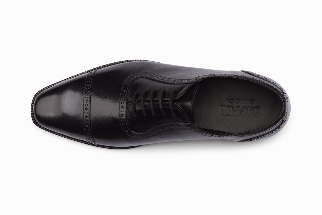 Black Adelaide Oxford — top-down view — handcrafted in New Delhi