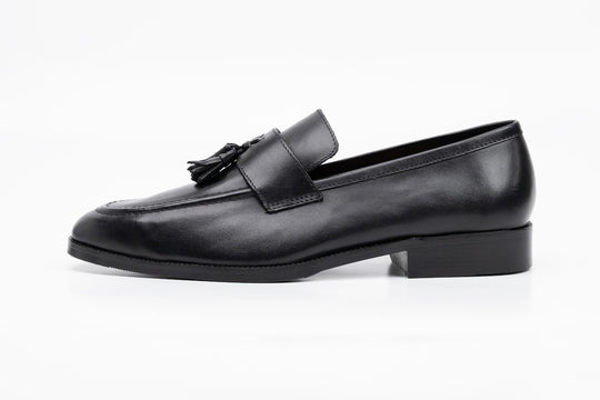 Soft Unlined Tassel Loafers - Black
