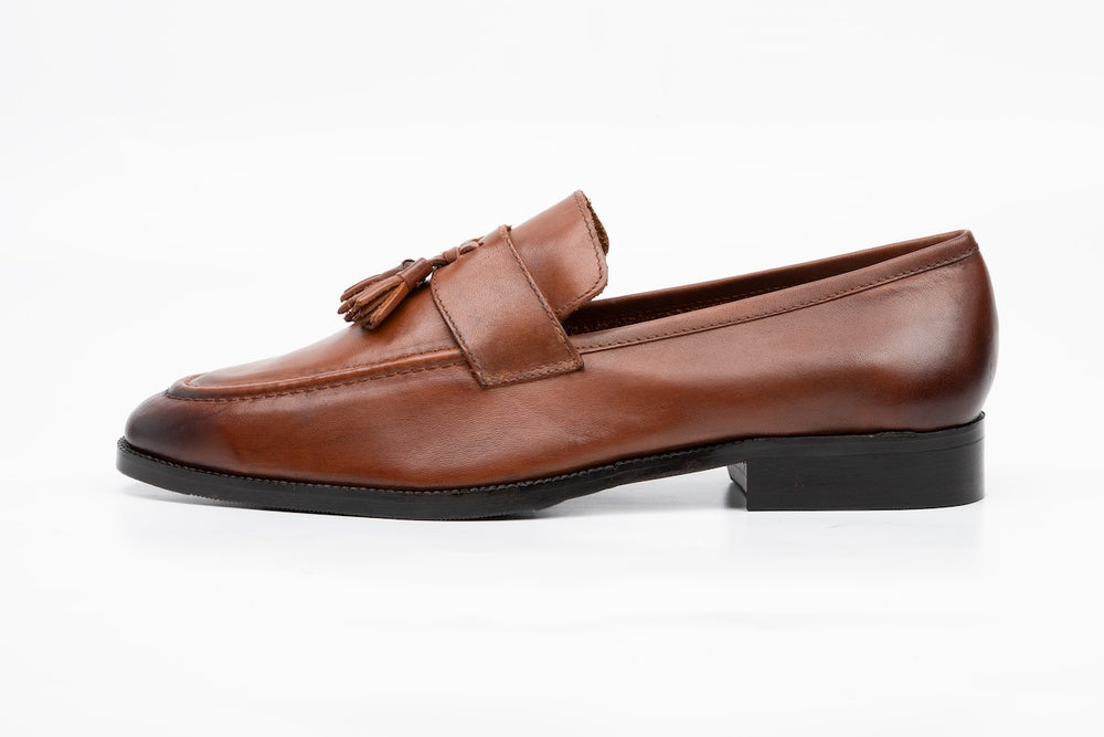 Soft Unlined Tassel Loafers - Tan Patina