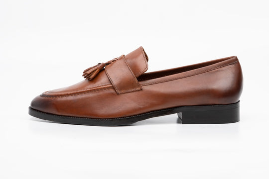 Soft Unlined Tassel Loafers - Tan Patina