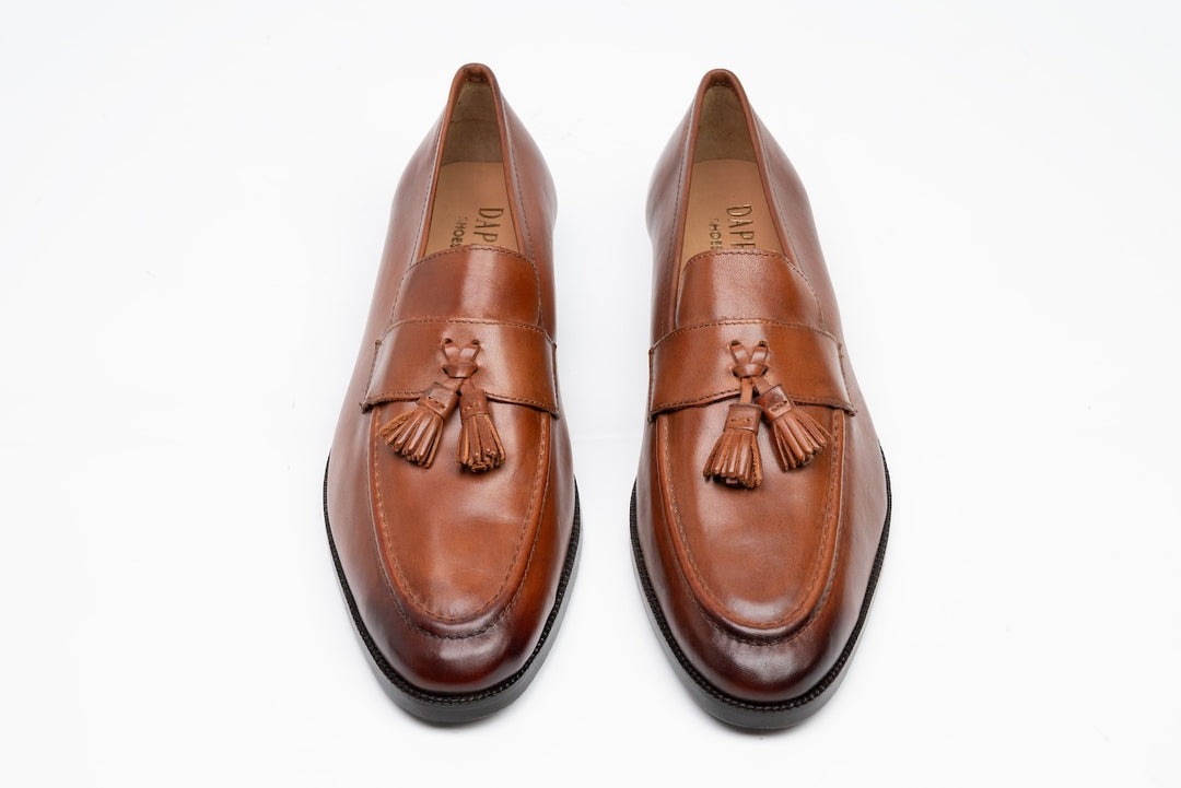 Soft Unlined Tassel Loafers - Tan Patina