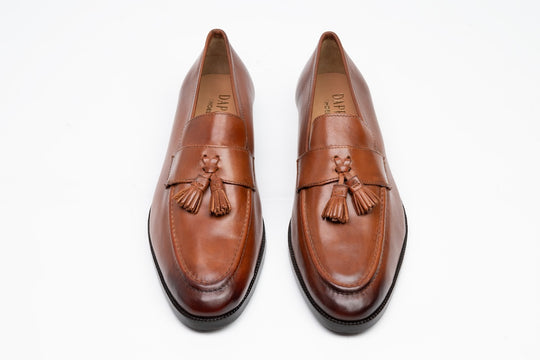 Soft Unlined Tassel Loafers - Tan Patina