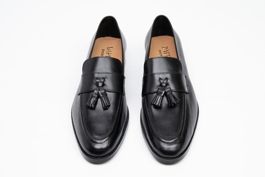 Soft Unlined Tassel Loafers - Black