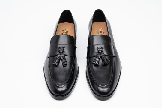 Soft Unlined Tassel Loafers - Black