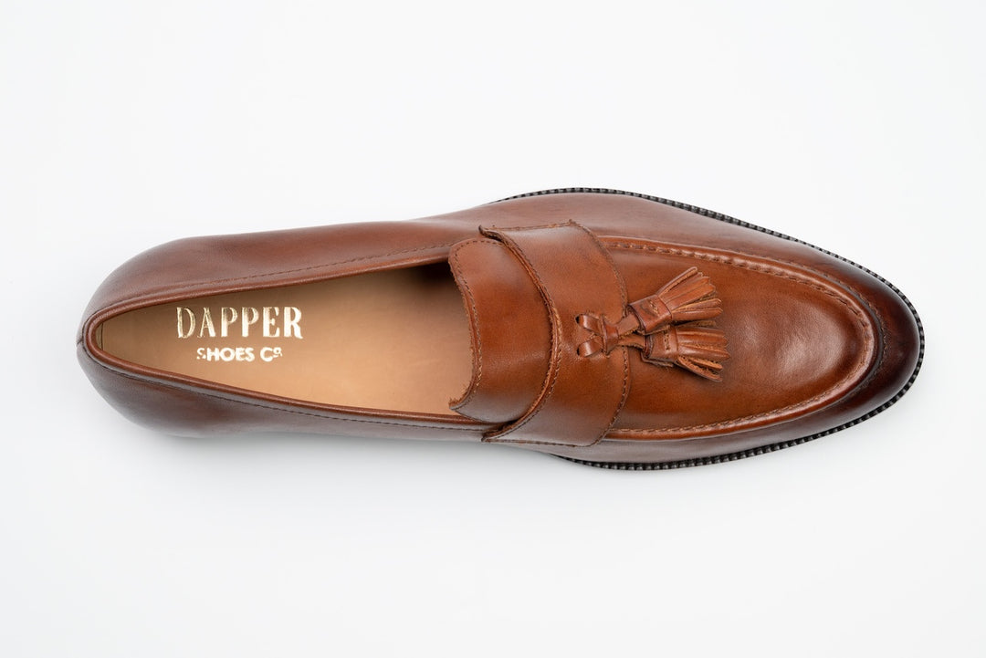 Soft Unlined Tassel Loafers - Tan Patina