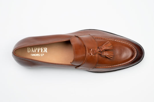 Soft Unlined Tassel Loafers - Tan Patina