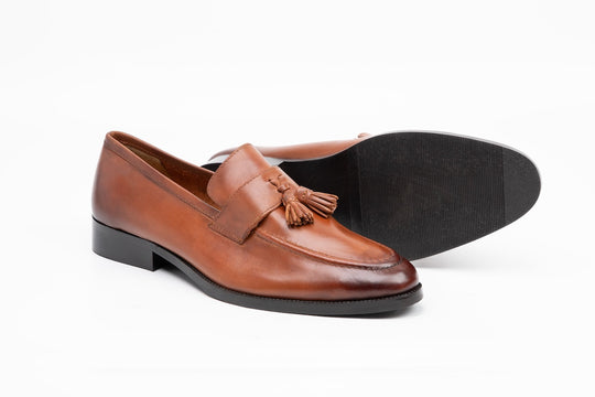 Soft Unlined Tassel Loafers - Tan Patina