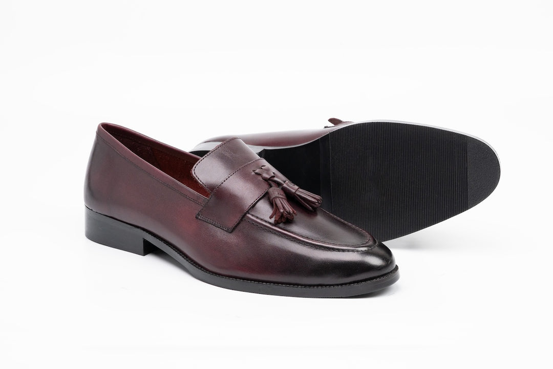 Soft Unlined Tassel Loafers - Burgundy