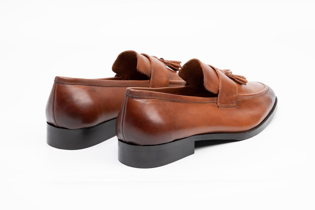 Soft Unlined Tassel Loafers - Tan Patina