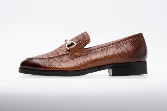 Tan leather horsebit loafer — metal bit hardware detail — Dapper Shoes Co.