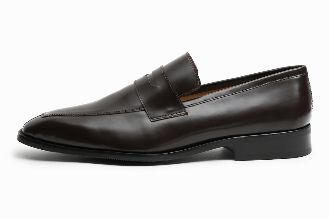 Brown Smooth Calf penny loafer with cemented rubber sole — Dapper Shoes Co.