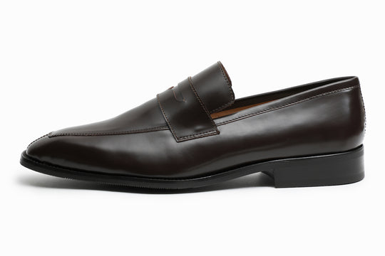Brown Smooth Calf penny loafer with cemented rubber sole — Dapper Shoes Co.