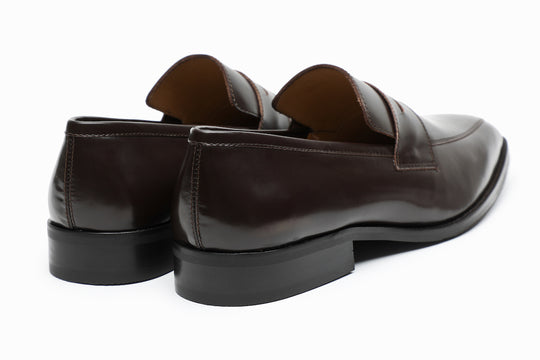 Brown Smooth Calf chisel toe penny loafers — Dapper Shoes Co.
