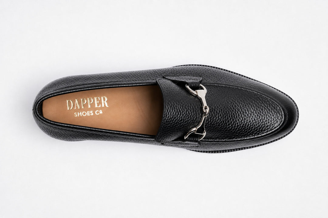 Unlined Milled Leather Horsebit Loafers - Black