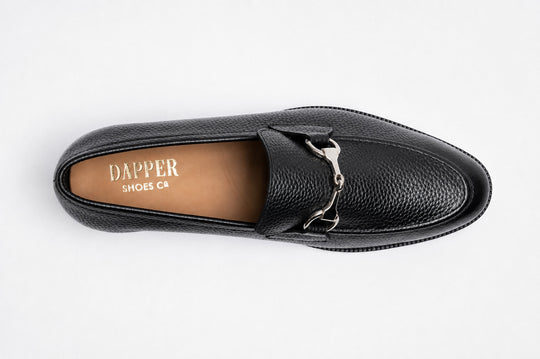 Unlined Milled Leather Horsebit Loafers - Black