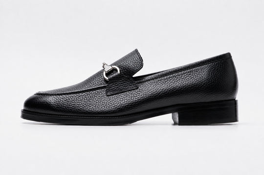 Unlined Milled Leather Horsebit Loafers - Black