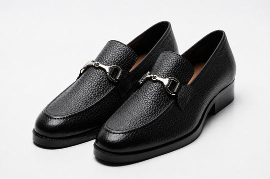 Unlined Milled Leather Horsebit Loafers - Black
