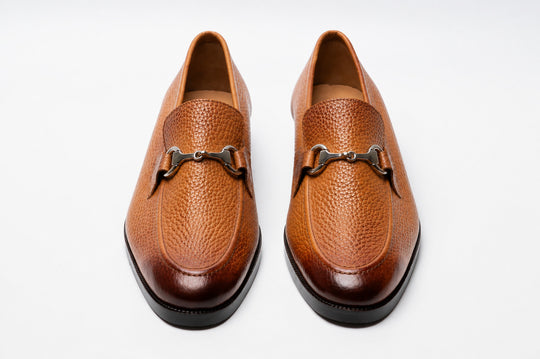 Unlined Milled Leather Horsebit Loafers - Tan