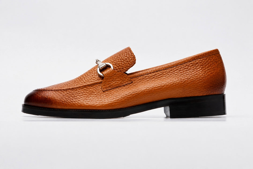 Unlined Milled Leather Horsebit Loafers - Tan
