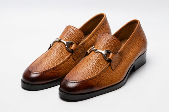 Unlined Milled Leather Horsebit Loafers - Tan