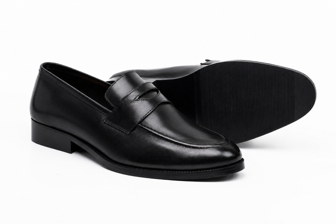 Soft Unlined Penny Loafer in black leather - Dapper Shoes Co.