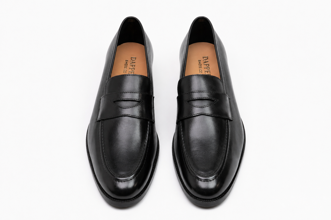 Soft Unlined Penny Loafer in black leather - Dapper Shoes Co.