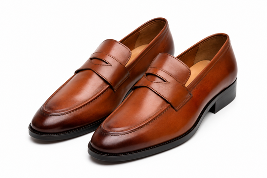 Soft Unlined Penny Loafer in tan patina leather - Dapper Shoes Co.