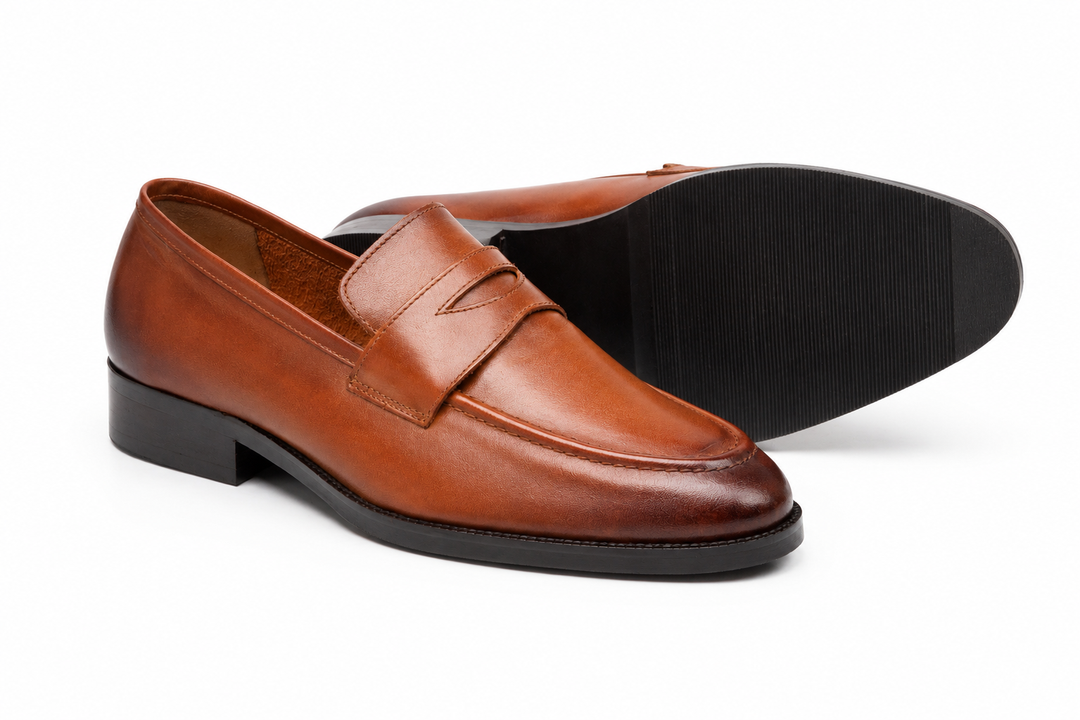 Soft Unlined Penny Loafer in tan patina leather - Dapper Shoes Co.