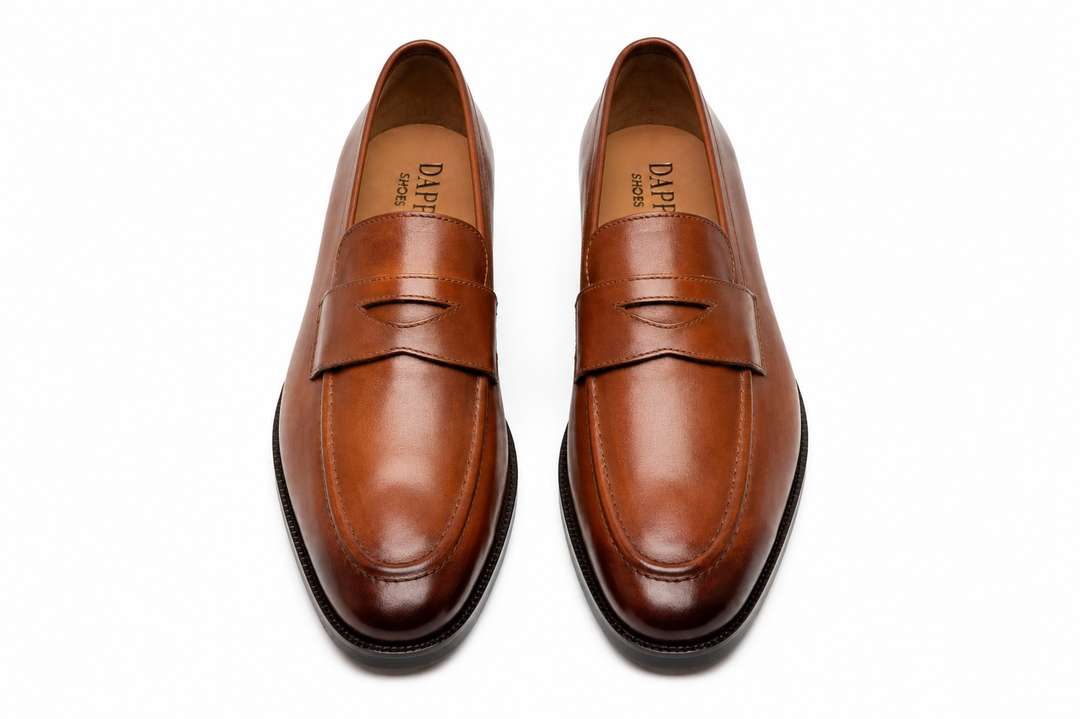 Soft Unlined Penny Loafer in tan patina leather - Dapper Shoes Co.