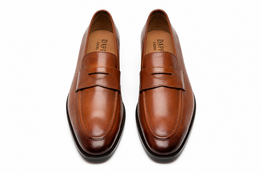 Soft Unlined Penny Loafer in tan patina leather - Dapper Shoes Co.