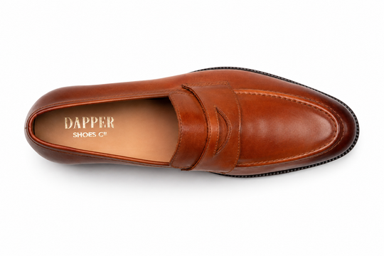 Soft Unlined Penny Loafer in tan patina leather - Dapper Shoes Co.