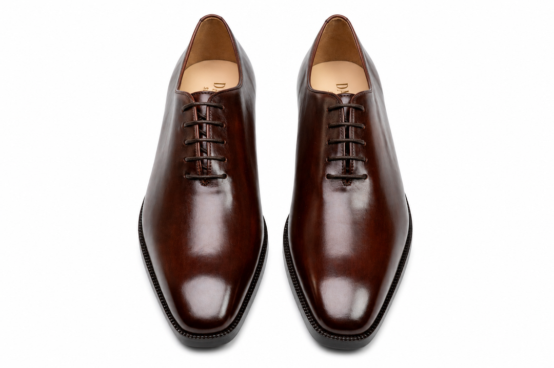 Wholecut Oxford in brown calfskin leather - Dapper Shoes Co.