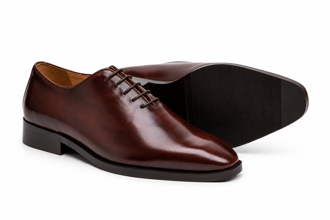 Wholecut Oxford in brown calfskin leather - Dapper Shoes Co.