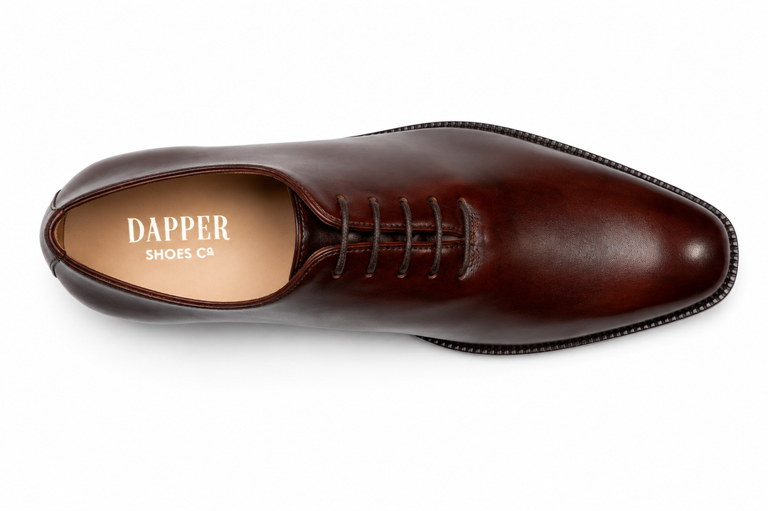 Wholecut Oxford in brown calfskin leather - Dapper Shoes Co.
