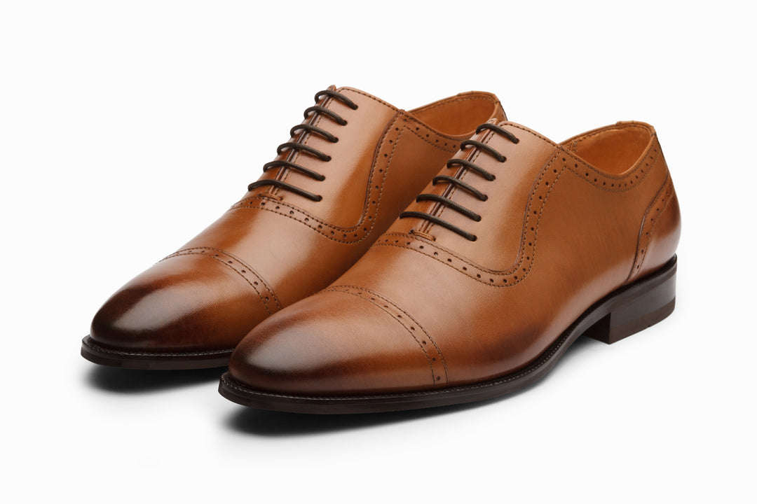 Semi Brogue Oxford Leather Shoes Tan 9 12 Only Dapper Shoes Co
